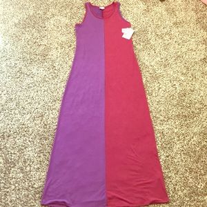 LuLaRoe Purple and Pink Colorblock Dani Maxi Dress